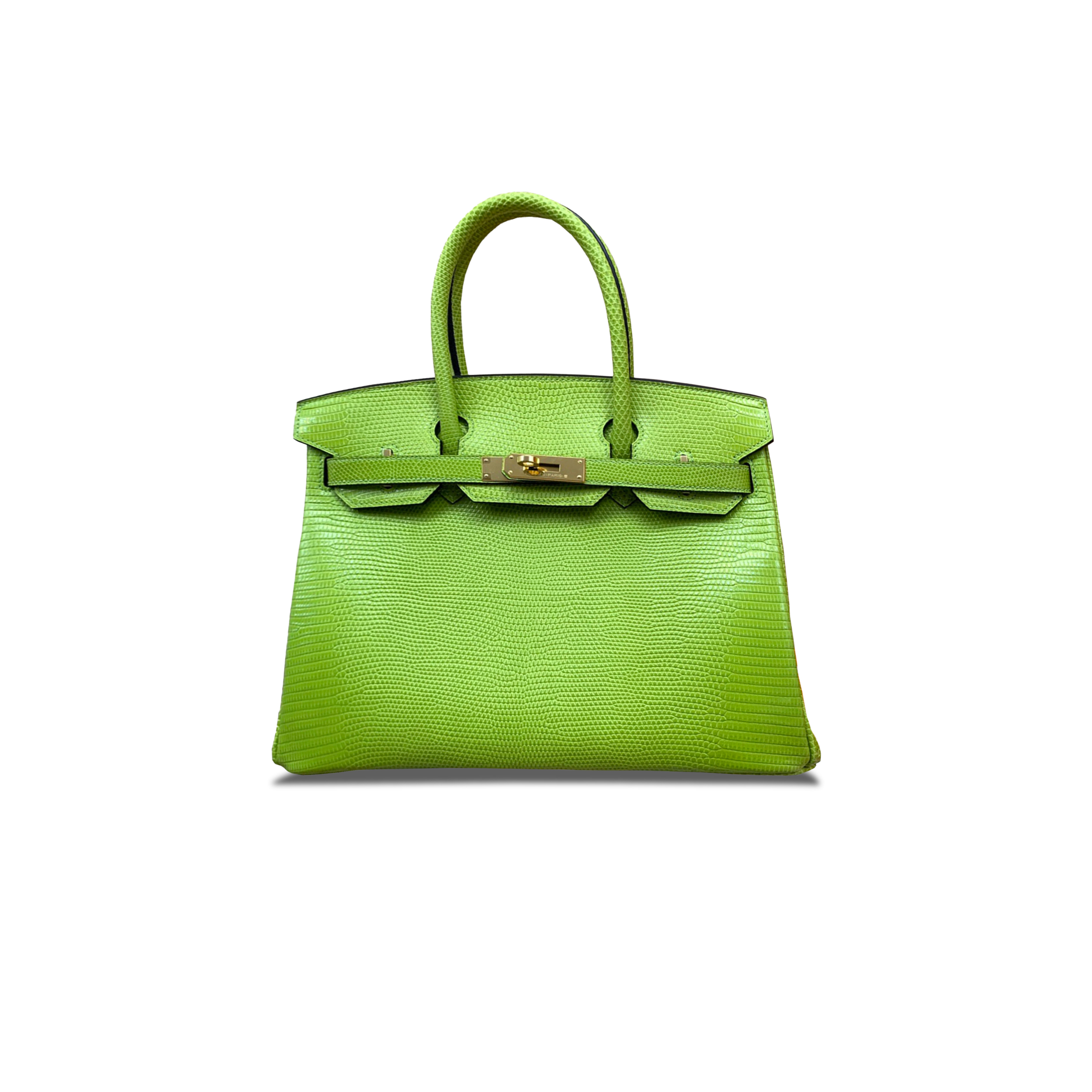 H**mes master birkin 30 lizard kiwi green gold buckle h028352ca08 (30*22*16cm)